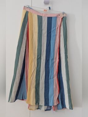 Reformation Rainbow Striped Betty Wrap Skirt
